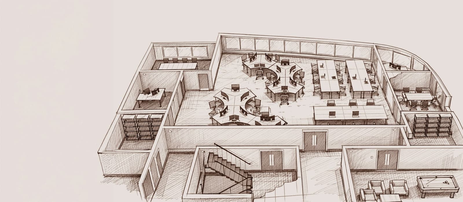 An architectural drawing of an interior layout showing where a movable wall divides a space